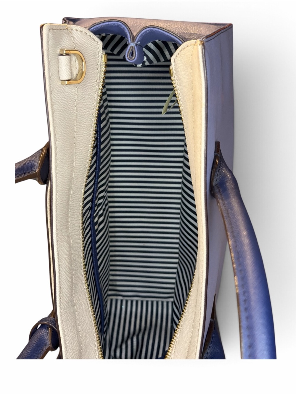 kate spade Lavender, Cream & Navy Saffiano Leather Satchel - Picture 7 of 8